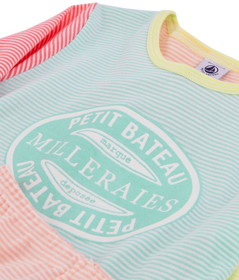 Pigiama bambina a costine bianco/multicolore