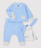 Completo 3 pezzi bebè maschio in cotone biologico blu EDNA/bianco MARSHMALLOW