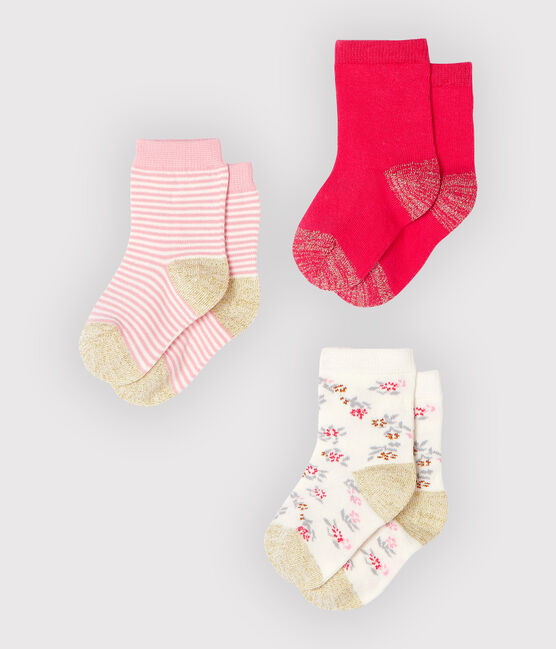 Confezione da 3 paia di calzini bebè femmina rosa CHARME