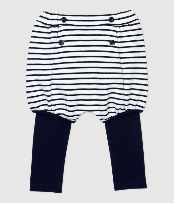 Short in cotone bebè. bianco MARSHMALLOW/blu SMOKING