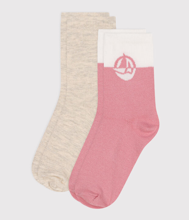2 paia di calzini in cotone con logo bambina multicolore