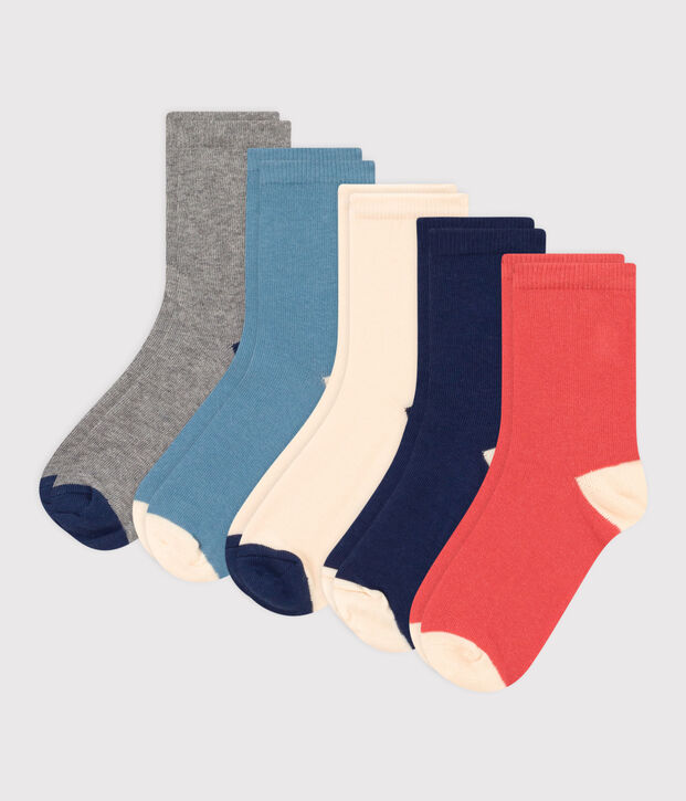 Confezione da 5 paia di calzini tinta unita bambino unisex multicolore