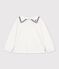 Blusa con colletto e maniche lunghe in cotone tinta unita bambina bianco
