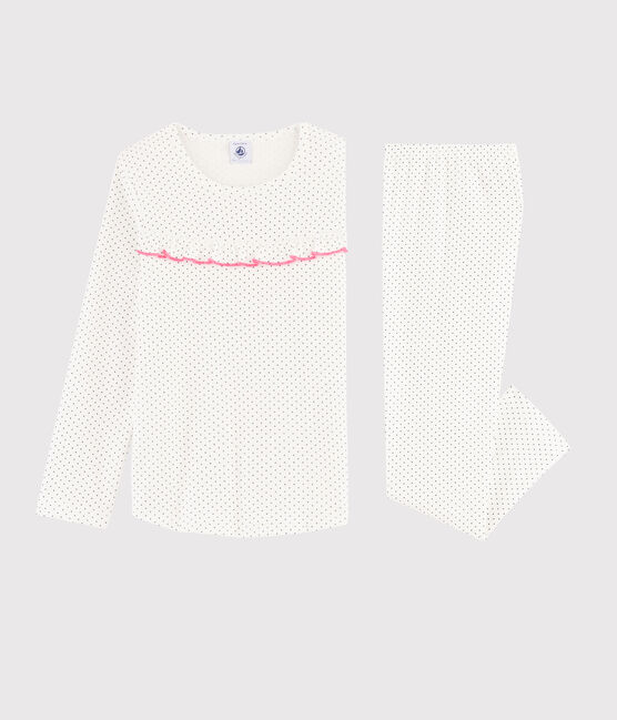 Pigiama a pois bambina a costine bianco MARSHMALLOW/blu MEDIEVAL