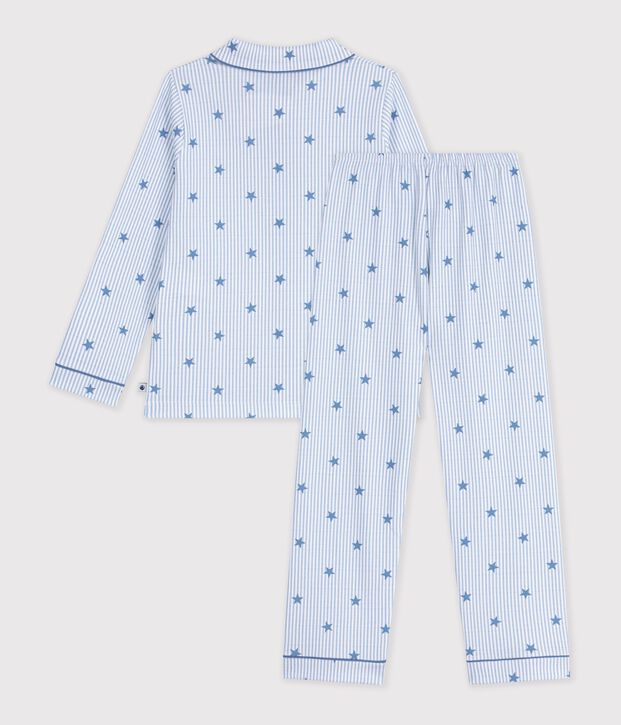 Pigiama in cotone con bottoni e stampa a stelle bambino bianco/multicolore