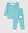 Pigiama bambina/bambino a righe in cotone e Lyocell blu MIROIR/bianco MARSHMALLOW