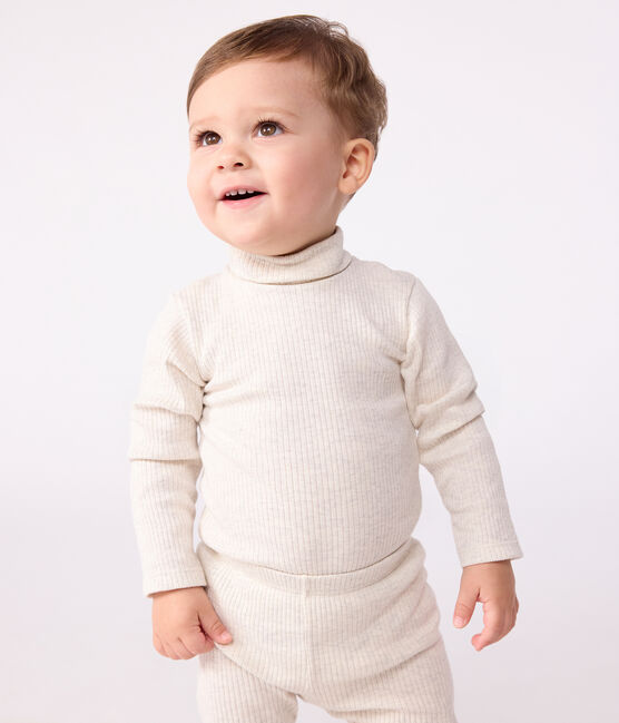 Body a dolcevita in cotone tinta unita neonato beige MONTELIMAR CHINE