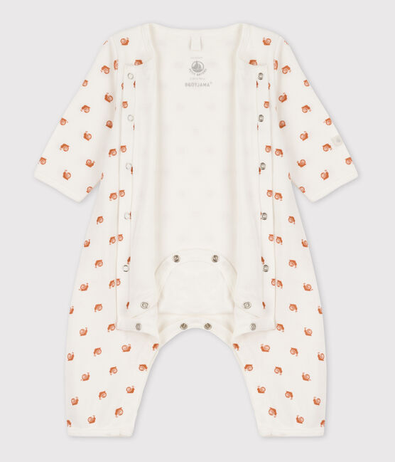 Bodyjama stampato, senza piedi, in cotone, per neonati bianco MARSHMALLOW/ ECUREUIL