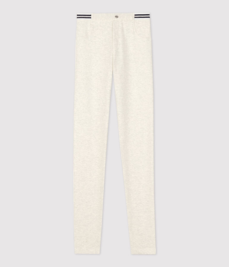 Jeggings bambina in cotone stretch beige