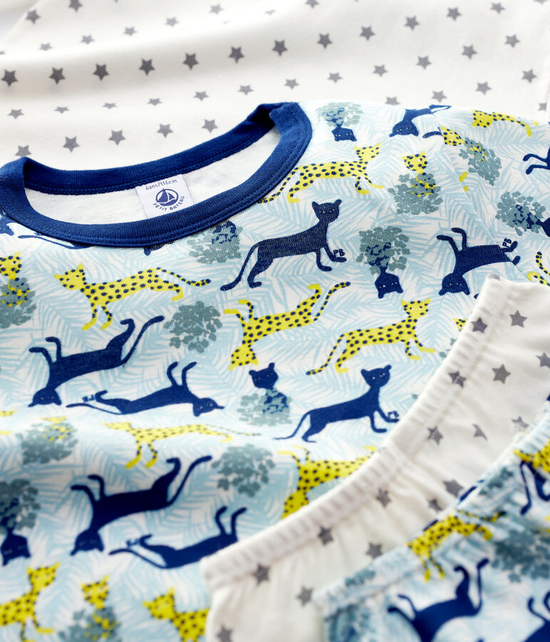 Confezione da 2 pigiami bambino fantasia a stelle e pantere in cotone multicolore