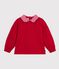 Felpa con colletto in cotone tinta unita bambina rosso