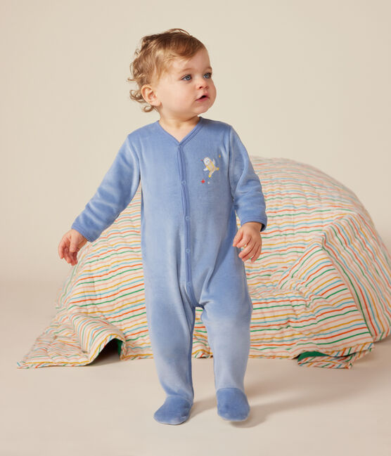 Pigiama in ciniglia neonato blu BEACH