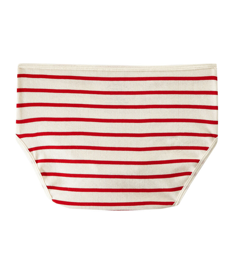 Culotte alta a costine 2x2 beige COQUILLE/rosso TERKUIT