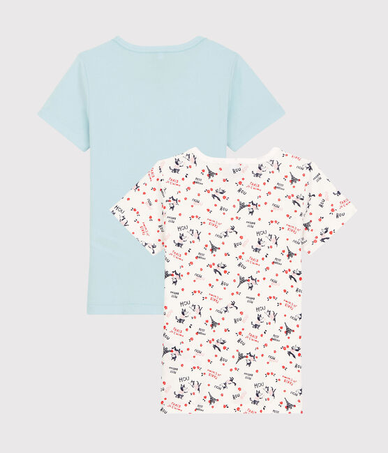 Confezione da 2 t-shirt bambina a maniche corte fantasia Parigi in cotone biologico variante 1