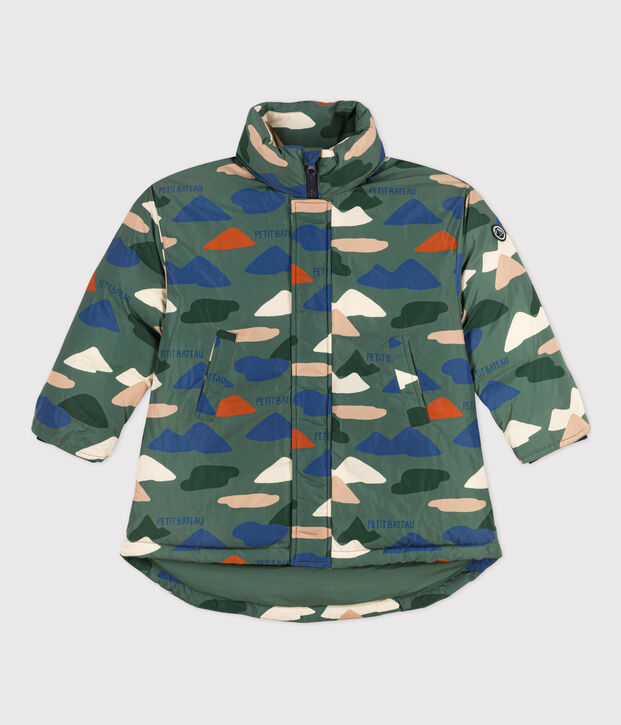 Piumino stampato medio-lungo bambino unisex verde/multicolore