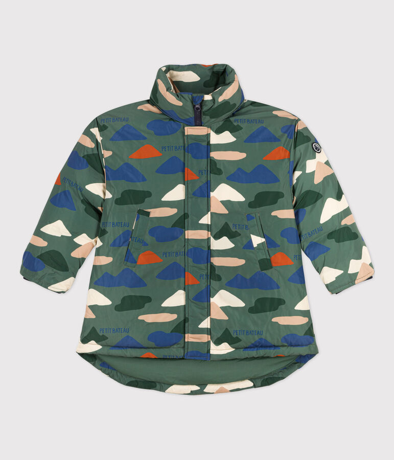 Piumino stampato medio-lungo bambino unisex verde/multicolore
