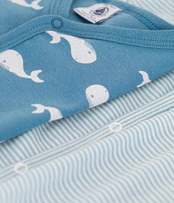 Confezione da 2 tutine pigiama a righe e balene in cotone variante 1