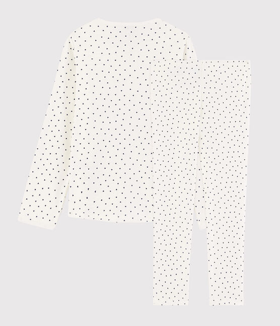 Pigiama cuoricini bambina in cotone bianco MARSHMALLOW/blu MEDIEVAL