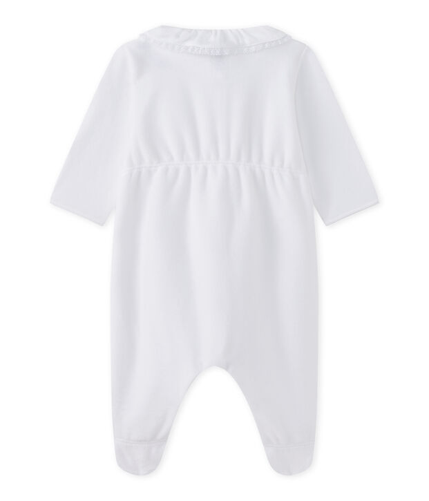 Tutina per beb&eacute; femmina in cotone bianco
