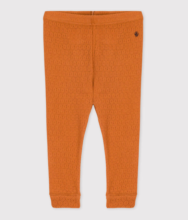 Leggins per beb&egrave; in cotone traforato marrone