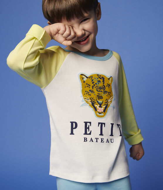 Pigiama motivo leopardo bambino in cotone giallo SUNNY/bianco MULTICO