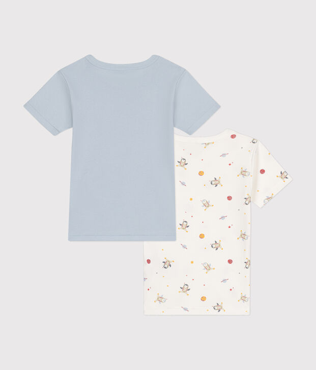 Set di 2 T-shirt a maniche corte in cotone con motivo spazio bambino multicolore