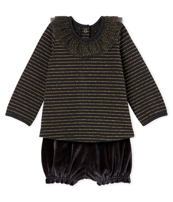 Completo 2 pezzi bebè femmina nero NOIR/bianco MULTICO