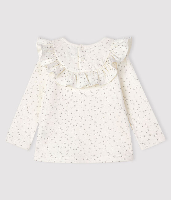 Blusa a manica lunga bebè femmina bianco MARSHMALLOW/grigio ARGENT