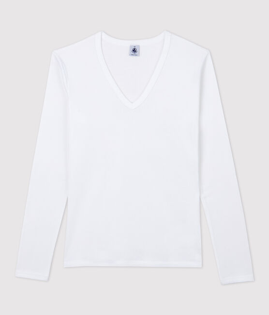 T-shirt scollo a V iconica Donna bianco ECUME