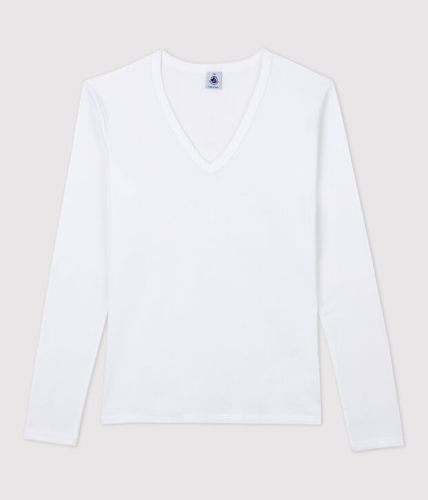 T-shirt scollo a V iconica Donna bianco