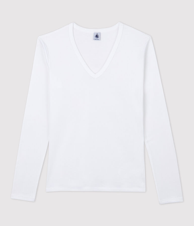 T-shirt scollo a V iconica Donna bianco