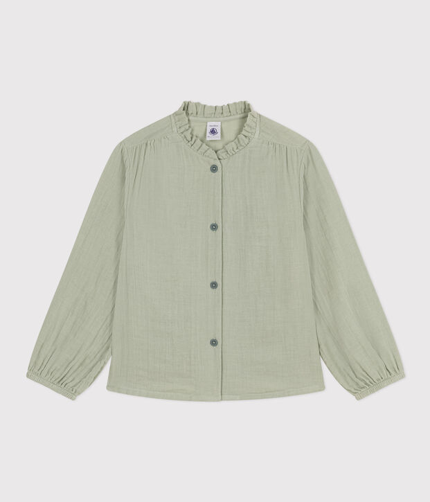 Blusa in garza di cotone bambina verde