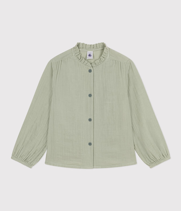 Blusa in garza di cotone bambina verde