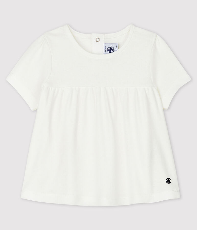 Blusa in cotone beb&egrave; bianco MARSHMALLOW