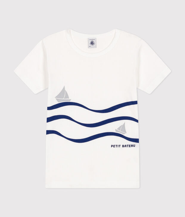 T-shirt a maniche corte in cotone bambino bianco
