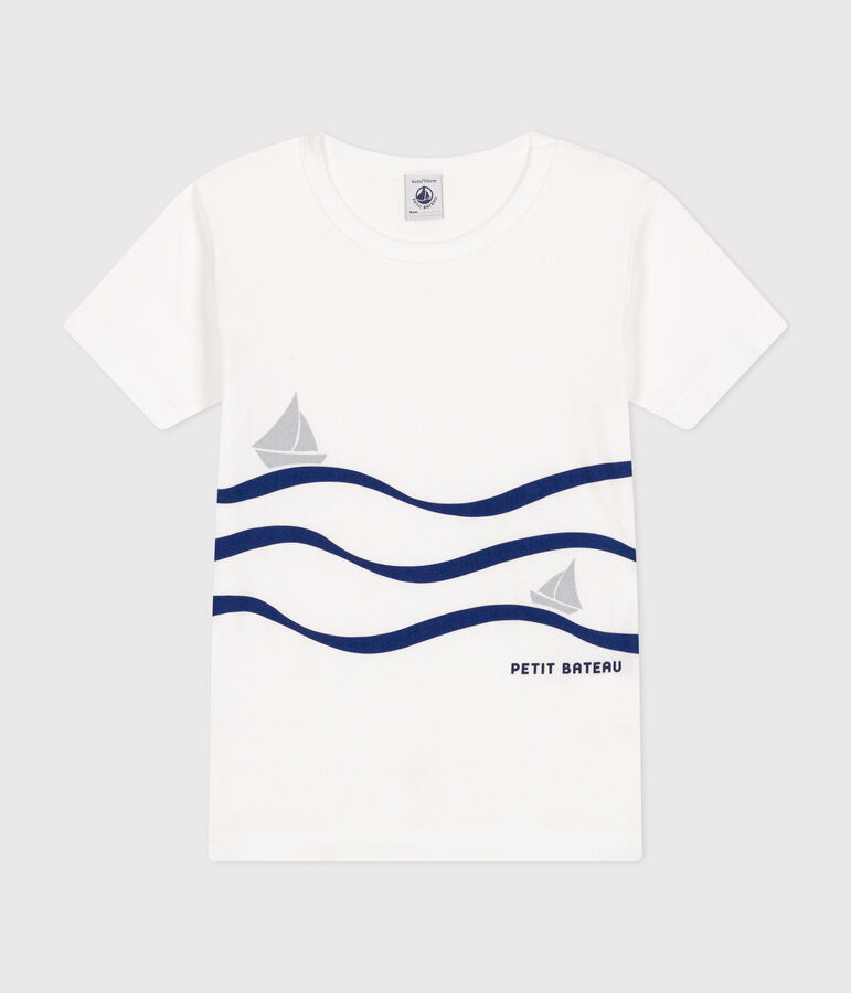 T-shirt a maniche corte in cotone bambino bianco ECUME