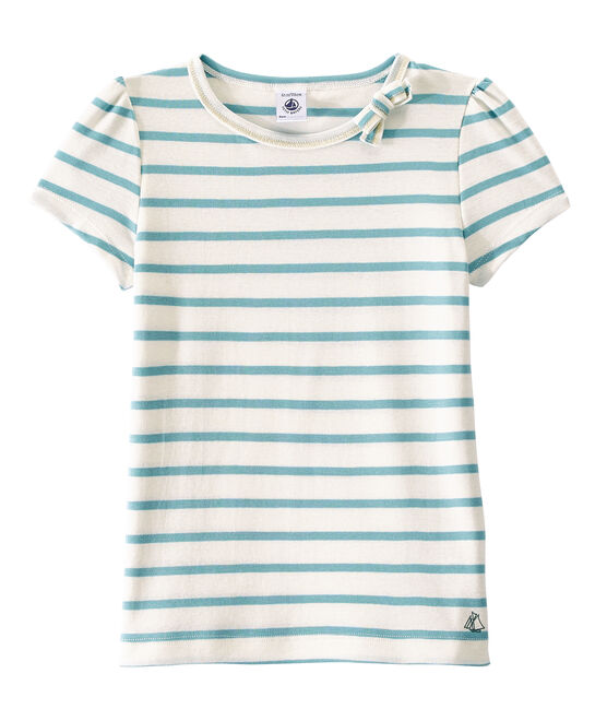 T-shirt bambina a righe marinière bianco MARSHMALLOW/blu MIMI
