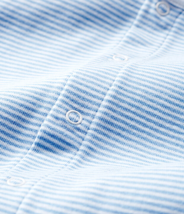 Bodyjama senza piedi beb&egrave; femmina a costine blu/bianco