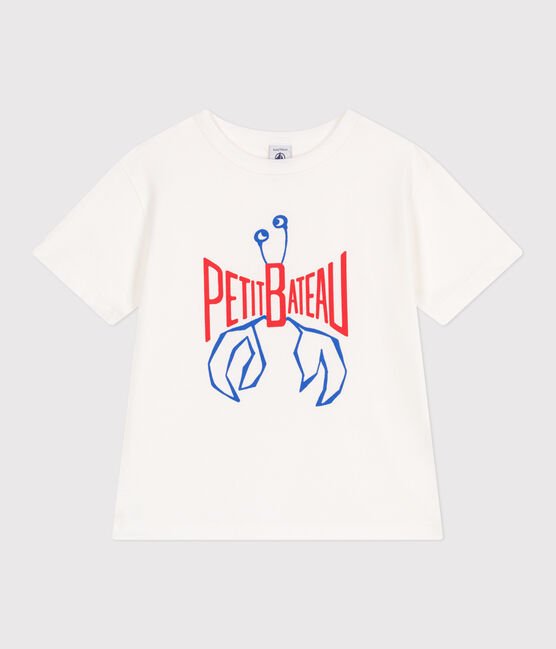 T-shirt a maniche corte in cotone con stampa bambino bianco MARSHMALLOW