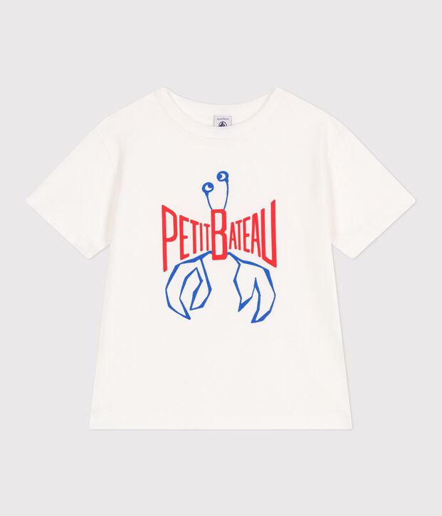 T-shirt a maniche corte in cotone con stampa bambino bianco