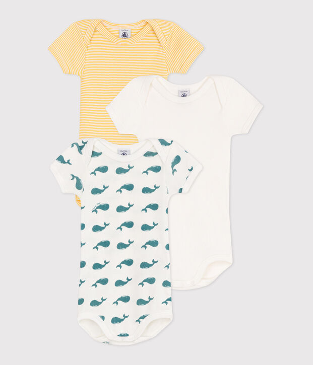 Set da 3 body a maniche corte in cotone con balene neonato multicolore