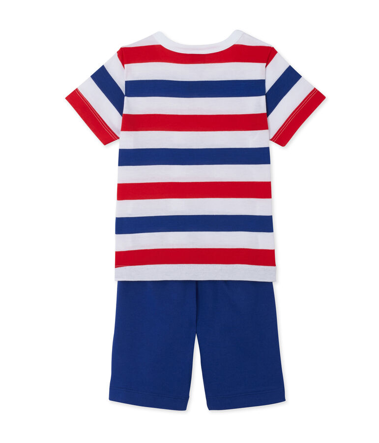 Pyjacourt gar&ccedil;on en jersey ray&eacute; bianco/blu/bianco