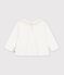 T-shirt a maniche lunghe in cotone tinta unita neonato bianco