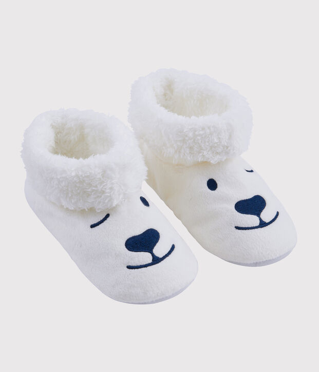 Babbucce orso in pile bambino bianco