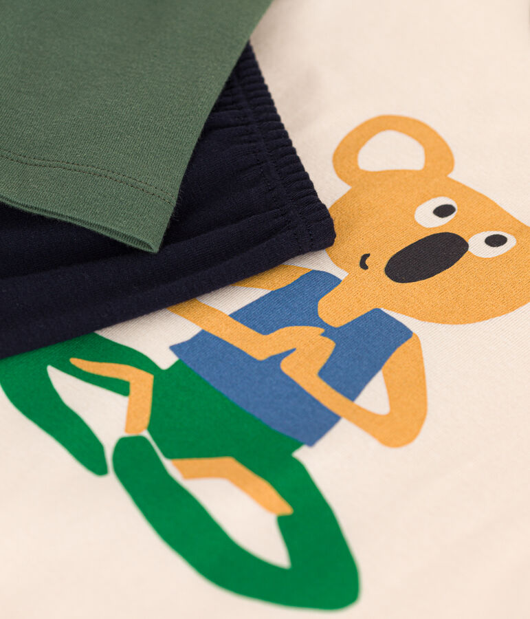 Pigiama bambino in cotone tinta unita blu/multicolore