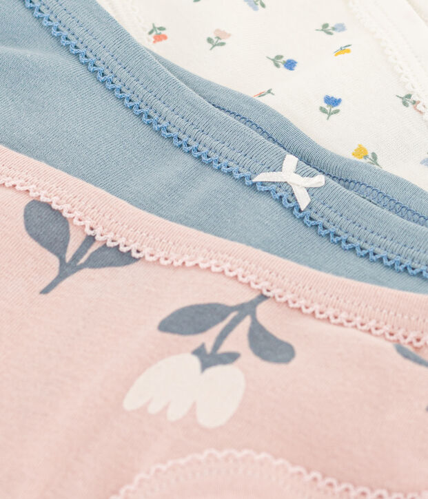 Confezione da 3 slip bambina in cotone con tulipani multicolore