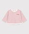 T-shirt a maniche lunghe in cotone a righe neonato. rosa/ecru