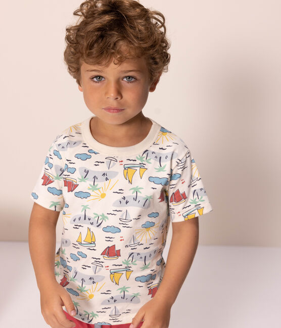 T-shirt bambino maniche corte con stampa bianco AVALANCHE/ MULTICO
