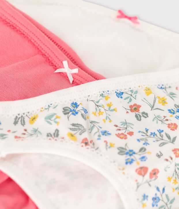 Confezione da 3 slip bambina a fiori in cotone multicolore