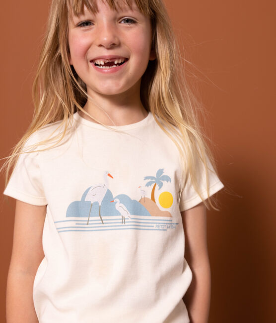 T-shirt bambina in cotone stampato bianco AVALANCHE/ MULTICO